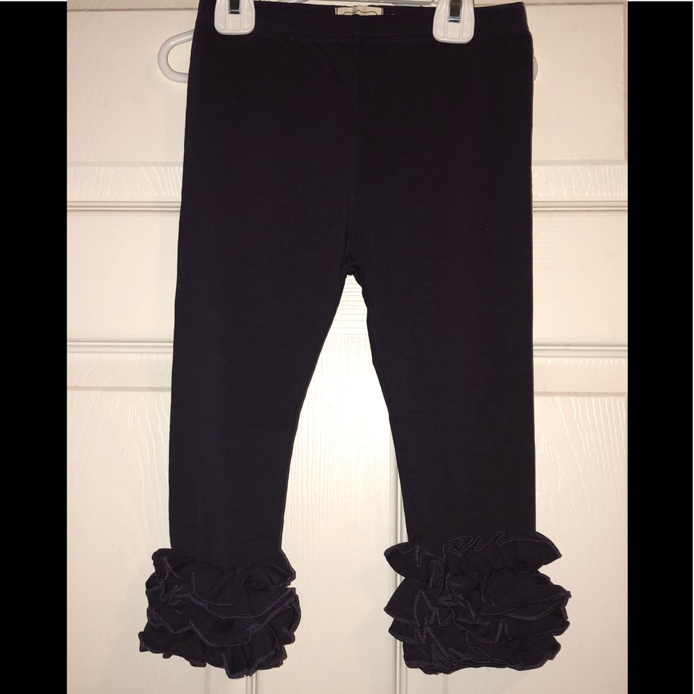 Dark purple soft cotton Capri ruffled leggings